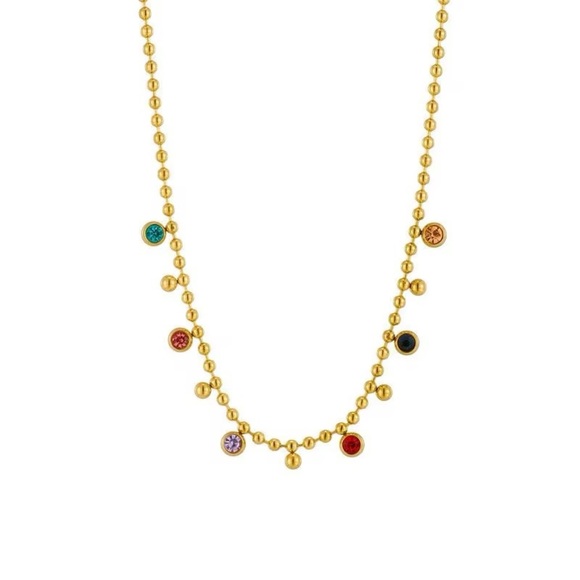 18K Gold Plated Colorful Beaded Necklace - Picture 4 of 10